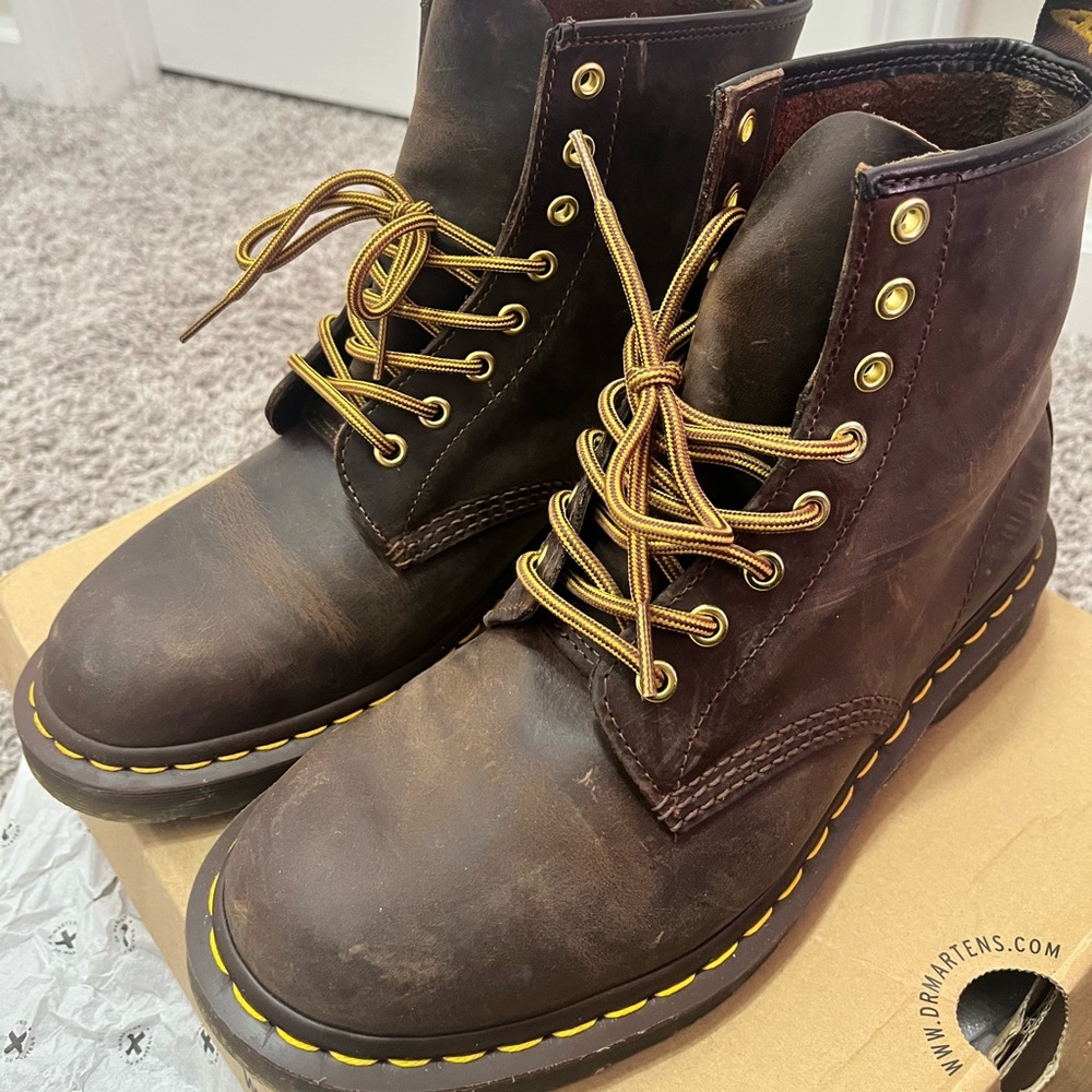 Dr. Martens Dark Brown Leather Boots 1460 CRAZY HORSE